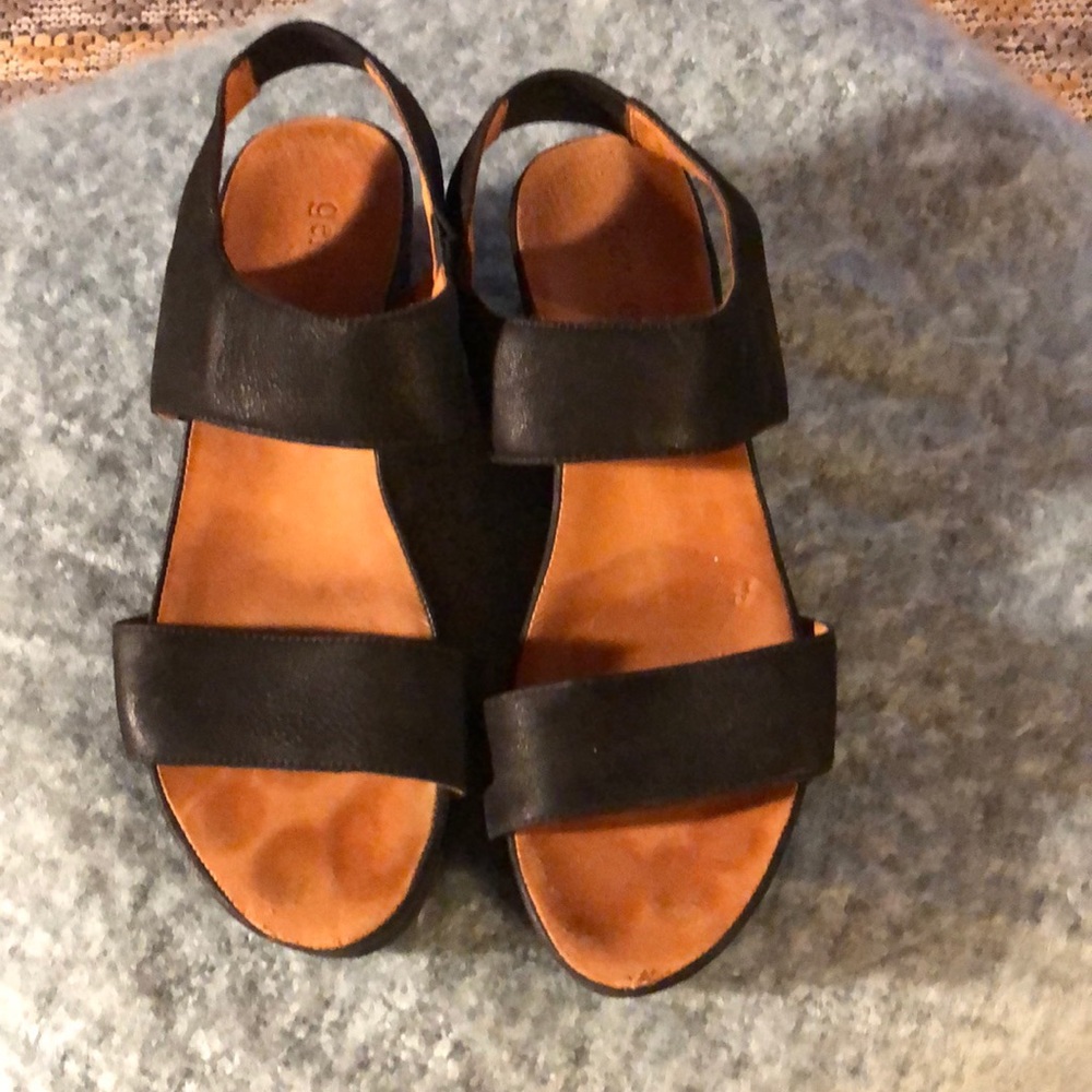 Gentle souls black suede wedge.